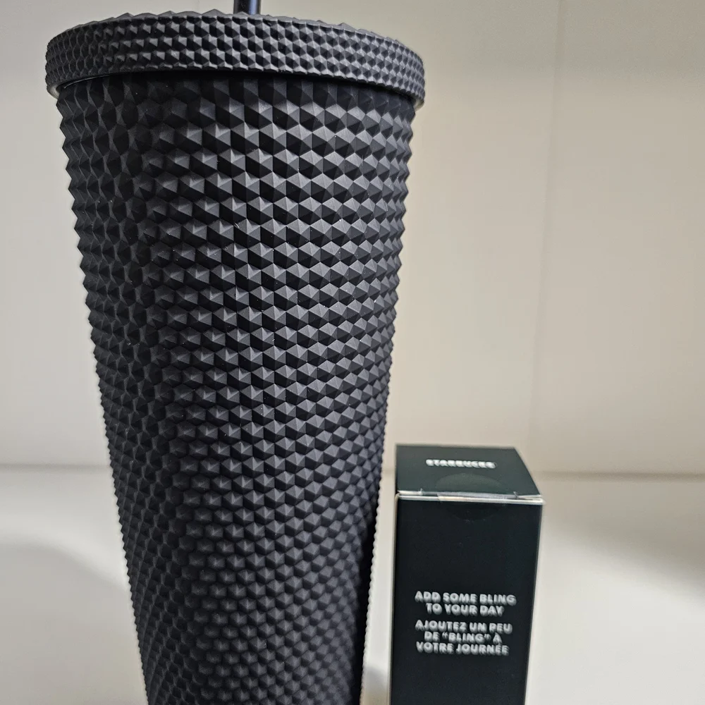 NEW Starbucks Matte Black Studded Tumbler w/Keychain Set - Picture 5 of 5